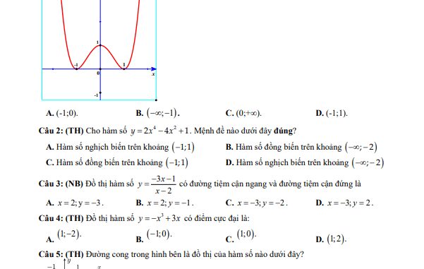 Đề giữa kì 1 Toán 12 năm 2023 2024 trường THPT Kim Liên Nghệ An