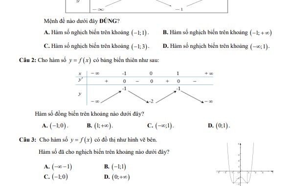 Đề giữa kì 1 Toán 12 năm 2023 2024 trường THPT Trần Văn Quan BR VT