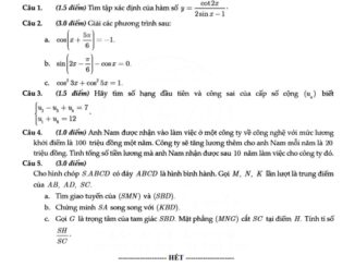 Đề giữa kỳ 1 Toán 11 năm 2023 2024 trường THPT Bà Điểm TP HCM