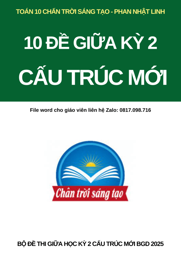 Đề giữa kỳ 2 Toán 10 CTST năm 2023 2024 theo định hướng Bộ GD&ĐT 2025