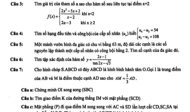 Đề học kỳ 1 Toán 11 năm 2023 2024 trường THPT Võ Thị Sáu TP HCM