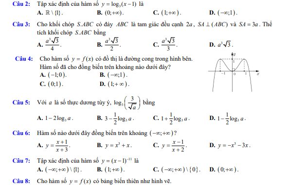 Đề học kỳ 1 Toán 12 năm 2022 2023 trường THPT Thành Nhân TP HCM