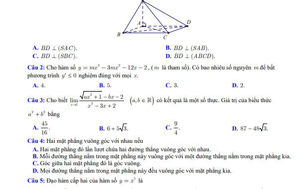 Đề học kỳ 2 Toán 11 năm 2022 2023 trường THPT Trung An Cần Thơ