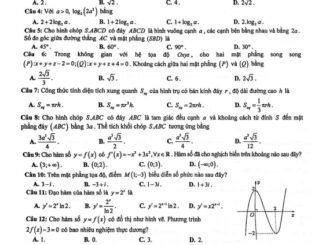 Đề khảo sát chất lượng Toán 12 năm 2022 2023 sở GD&ĐT Thái Bình