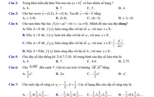 Đề khảo sát lần 1 Toán 11 năm 2023 2024 trường THPT Thạch Thành 2 Thanh Hóa