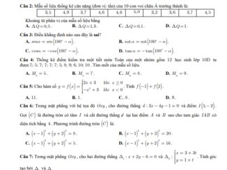 Đề khảo sát lần 3 Toán 10 năm 2022 2023 trường THPT Thuận Thành 1 Bắc Ninh