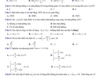 Đề kiểm tra chất lượng lần 1 Toán 11 năm 2023 2024 trường THPT chuyên Thái Bình