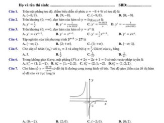 Đề kiểm tra chất lượng Toán 12 năm 2022 2023 trường THPT chuyên Thái Bình