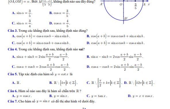 Đề kiểm tra giữa học kỳ 1 Toán 11 năm 2023 2024 sở GD&ĐT Bắc Ninh