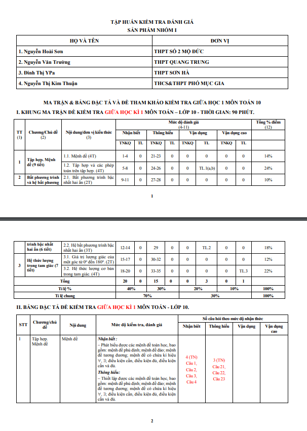 Đề minh họa giữa học kì 1 Toán 10 năm 2023 2024 sở GD&ĐT Quảng Ngãi