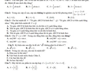 Đề minh họa giữa kỳ 1 Toán 10 năm 2023 2024 trường THPT Hướng Hóa Quảng Trị