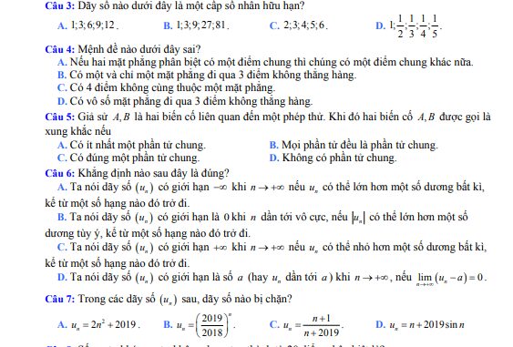 Đề rèn kỹ năng làm bài Toán 11 lần 2 năm 2022 2023 THPT Yên Thế Bắc Giang