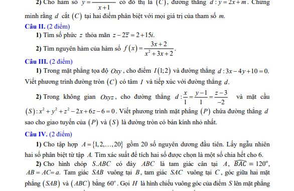 Đề tham khảo đánh giá tuyển sinh Đại học Công An Nhân Dân năm 2023 môn Toán