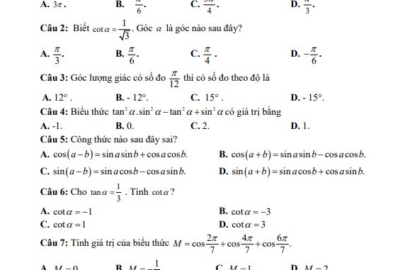 Đề tham khảo giữa kỳ 1 Toán 11 CD năm 2023 2024 trường THPT Bắc Hà 1 Lào Cai