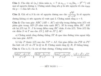 Đề thi Olympic môn Toán năm 2023 trường THPT chuyên KHTN Hà Nội