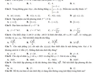 Đề thi thử TN THPT 2023 môn Toán lần 1 trường THPT Thị xã Quảng Trị