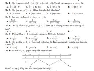 Đề thi thử TN THPT 2023 môn Toán lần 2 cụm liên trường THPT Quảng Nam