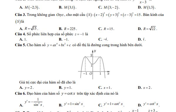 Đề thi thử Toán TN THPT 2023 lần 2 trường chuyên Lê Khiết Quảng Ngãi