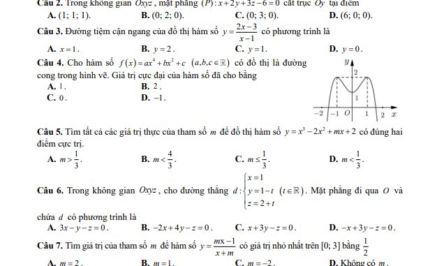 Đề thi thử Toán TN THPT 2023 lần 3 trường chuyên Nguyễn Trãi Hải Dương