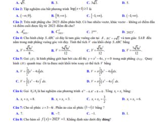 Đề thi thử tốt nghiệp THPT 2023 môn Toán cụm trường THPT Vĩnh Phúc
