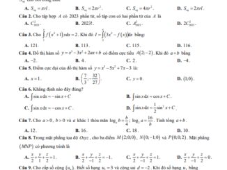 Đề thi thử tốt nghiệp THPT 2023 môn Toán trường THPT Đô Lương 1 Nghệ An