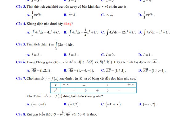 Đề thi thử tốt nghiệp THPT năm 2023 môn Toán sở GD&ĐT Thừa Thiên Huế