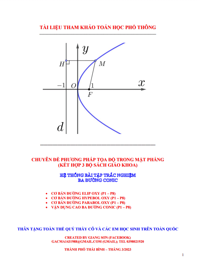 Hệ thống bài tập trắc nghiệm ba đường conic