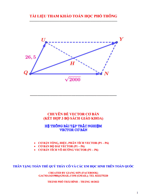 Hệ thống bài tập trắc nghiệm vector cơ bản