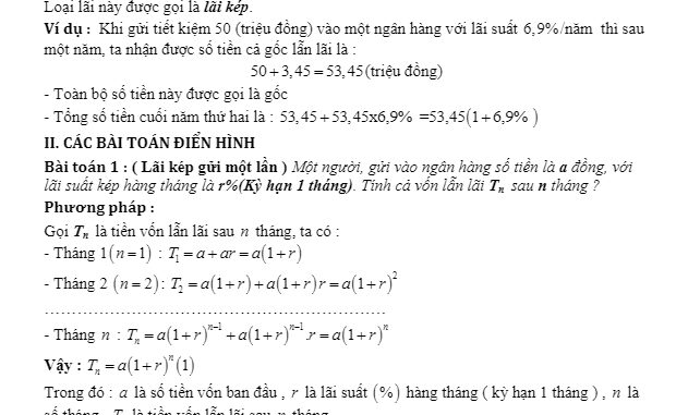 Một số bài toán cơ bản về tính lãi suất ngân hàng Hoàng Tiến Trung