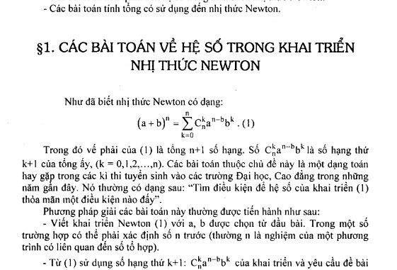 Nhị thức Newton trong các đề thi Đại học