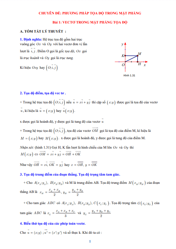 Phân dạng và bài tập phương pháp tọa độ trong mặt phẳng