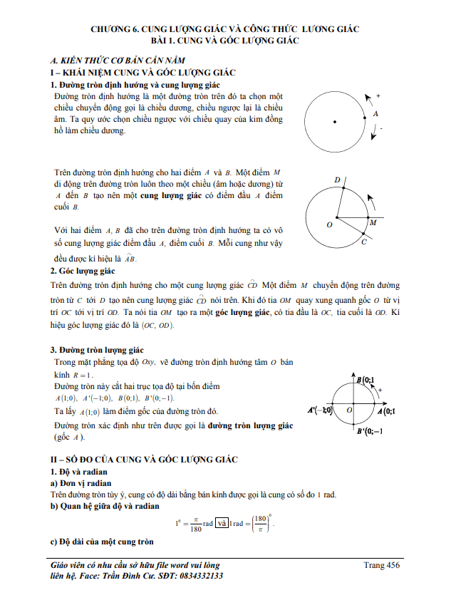 Phân loại và phương pháp giải bài tập cung và góc lượng giác, công thức lượng giác