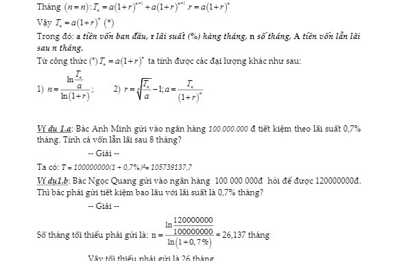 Phương pháp giải bài toán lãi suất ngân hàng Mẫn Ngọc Quang