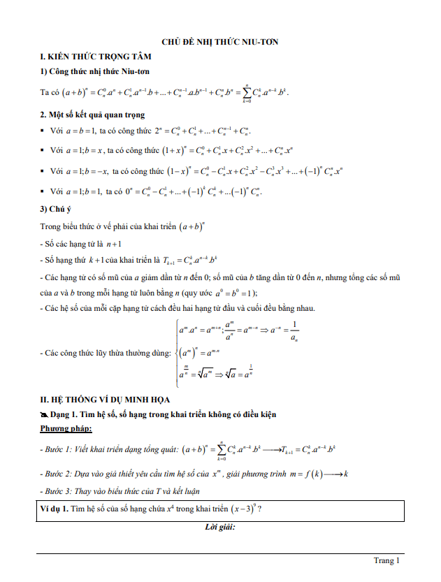 Tài liệu chủ đề nhị thức Niu tơn
