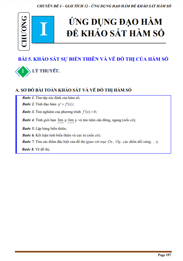 Tài liệu chuyên đề khảo sát sự biến thiên và vẽ đồ thị của hàm số