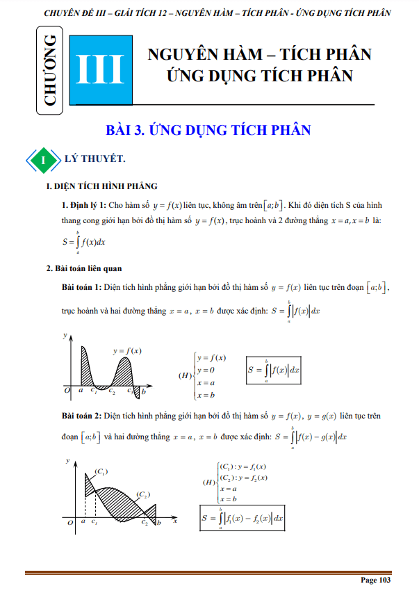 Tài liệu chuyên đề ứng dụng của tích phân trong hình học