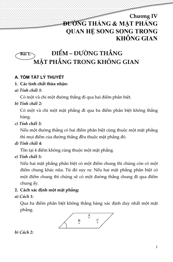 Tài liệu quan hệ song song trong không gian Toán 11 CTST