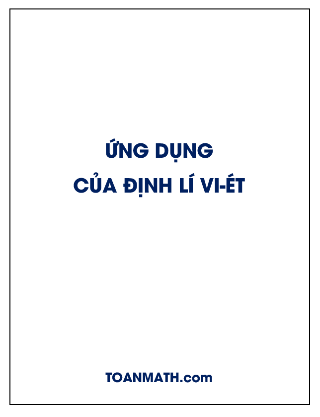 Ứng dụng của định lí Vi ét