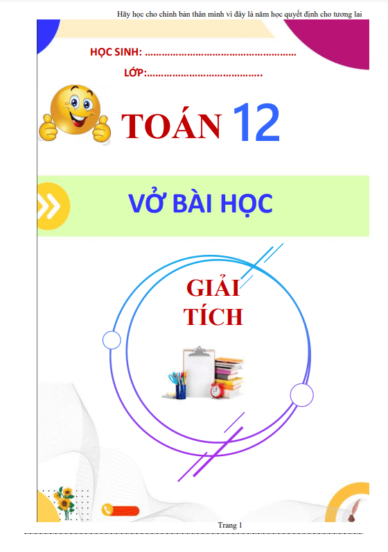 Vở bài học môn Toán 12 phần Giải tích