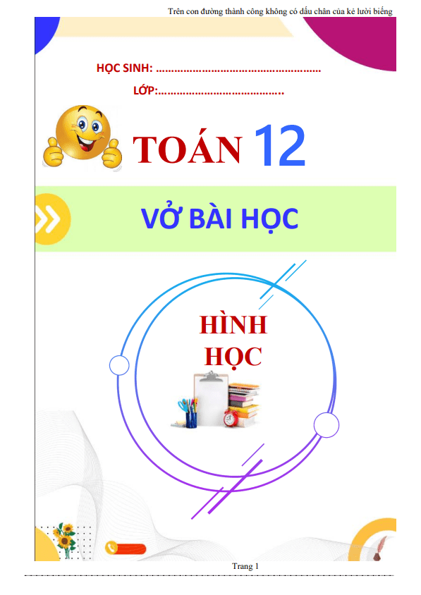 Vở bài học môn Toán 12 phần Hình học