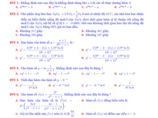 100 câu trắc nghiệm hàm số lũy thừa, mũ và logarit Bùi Thế Việt