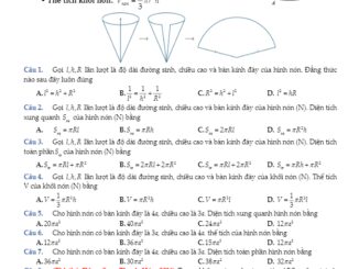 124 bài tập trắc nghiệm mặt nón, hình nón và khối nón Hứa Lâm Phong