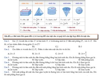 186 bài tập trắc nghiệm mặt cầu, hình cầu và khối cầu Hứa Lâm Phong