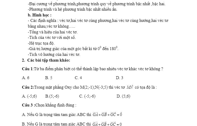 200 câu trắc nghiệm ôn tập HKI Toán 10 Nguyễn Thị Kiều Minh