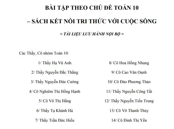 Bài tập theo chủ đề Toán 10 Kết Nối Tri Thức Với Cuộc Sống (tập 1)