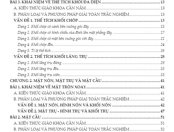 Bài tập trắc nghiệm khối đa diện, mặt nón, mặt trụ và mặt cầu Trần Đình Cư