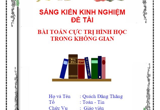 Bài toán cực trị hình học trong không gian Quách Đăng Thăng