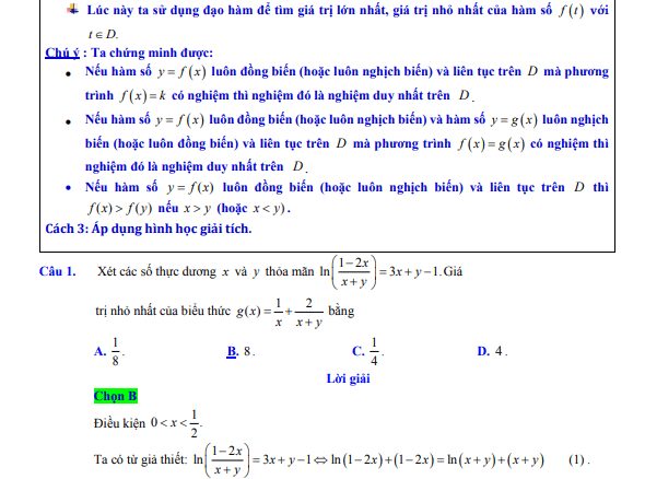 Bài toán GTLN GTNN biểu thức mũ lôgarit nhiều biến số