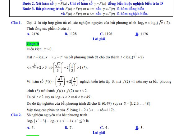 Bất phương trình lôgarit không chứa tham số