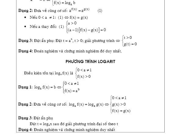 Các bài toán phương trình mũ và phương trình logarit trong đề thi Đại học